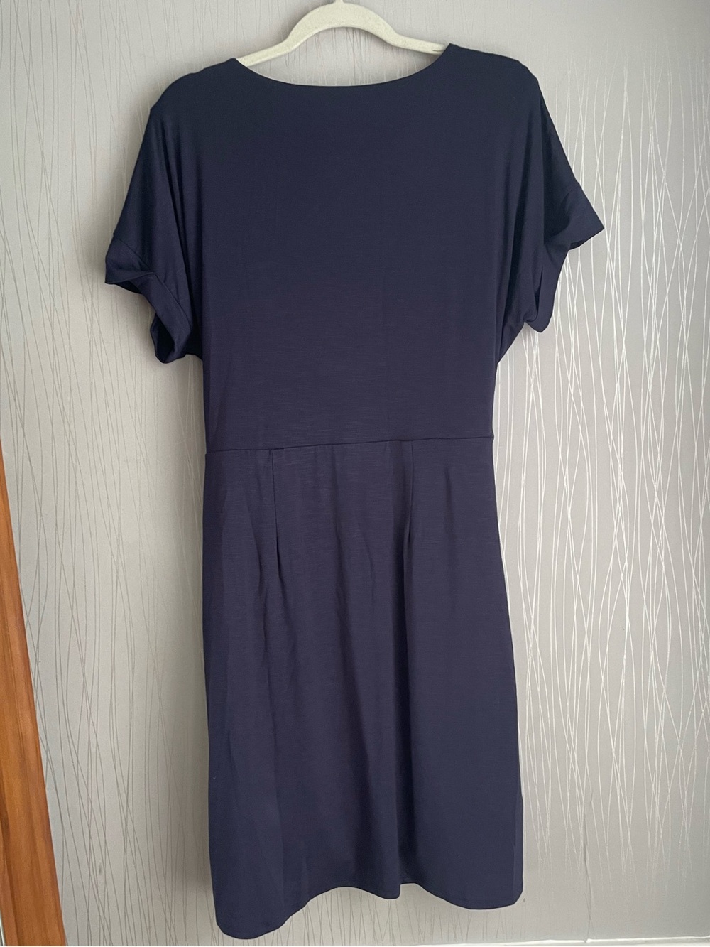 Chaps Women’s XL Navy Blue Tie Waist Dress Short Sleeve Career Casual Stretch - Picture 6 of 7